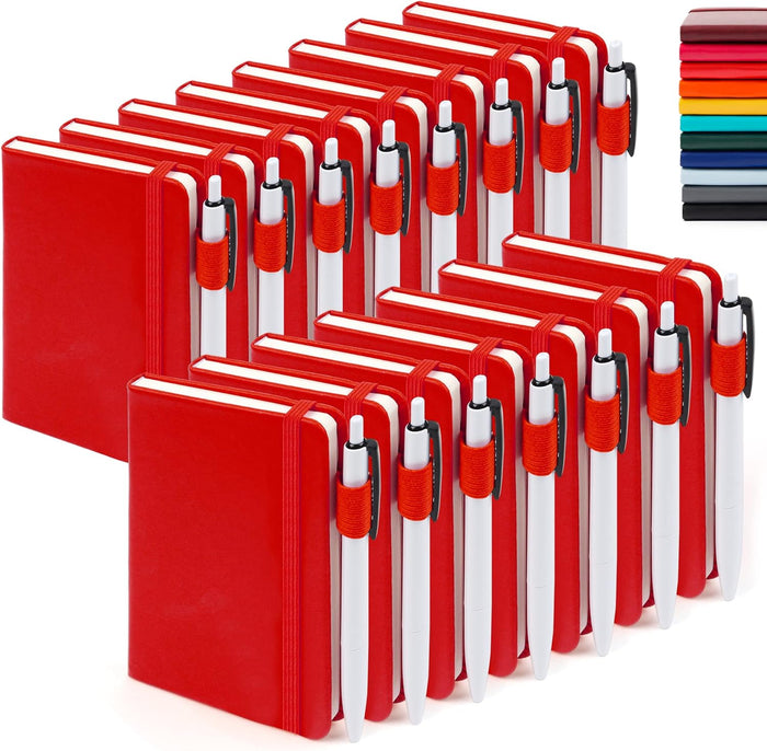 feela 15 Pack Pocket Small Notebooks Bulk, Mini Cute Notepads Hardcover College Ruled Lined Journals with Pen Holder for School Business Memos, with 15 Black Pens, 3.5”x 5.5”, A6, Navy