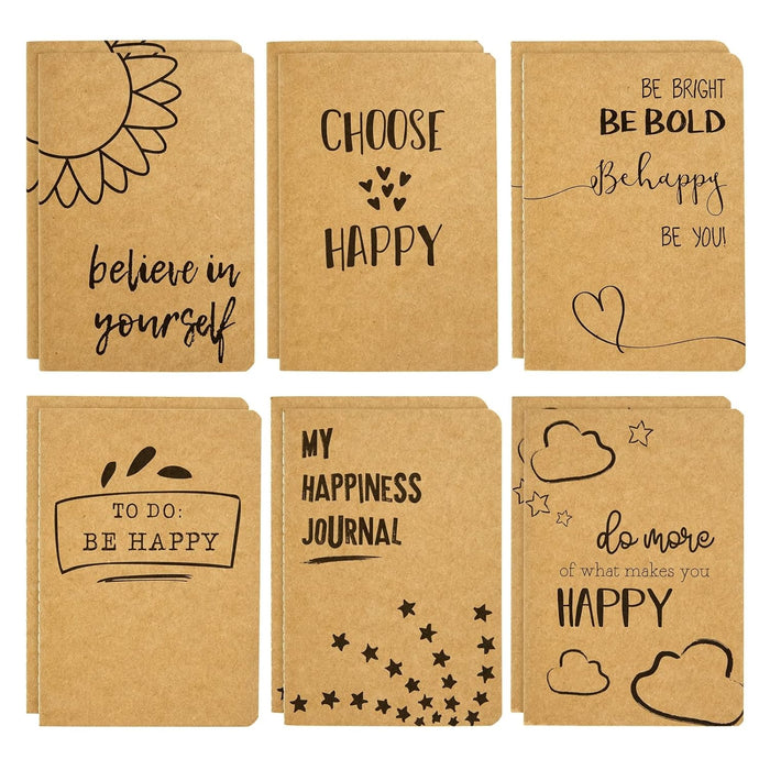 Paper Junkie Bulk Notebooks A6 Mini College-Ruled - 4 x 5.75 In, Brown Kraft, 12 Pack, 80 Pages - Portable & Lightweight Travel Journals for Kids & Party Favors for Teens