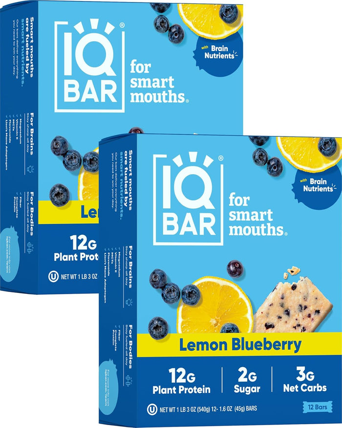IQBAR Brain and Body Plant Protein Bars - Chocolate Sea Salt - 24-Count - Keto, Vegan, Low Carb, High Fiber, Gluten Free, Dairy Free, Low Sugar Snack with Nutrients for Focus, Energy, Meal Replacement