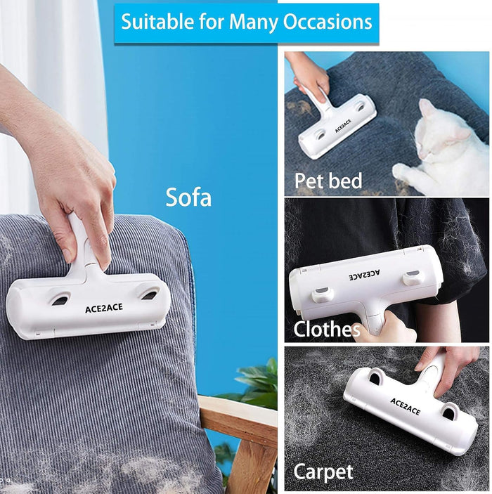 ACE2ACE Pet Hair Removal Tool, Reusable Lint Roller for Pet Hair, Self Clean Cat Hair Remover with Dust Bin, Dog Hair Remover for Couch, Furniture, Carpet, Sofa and Bedding