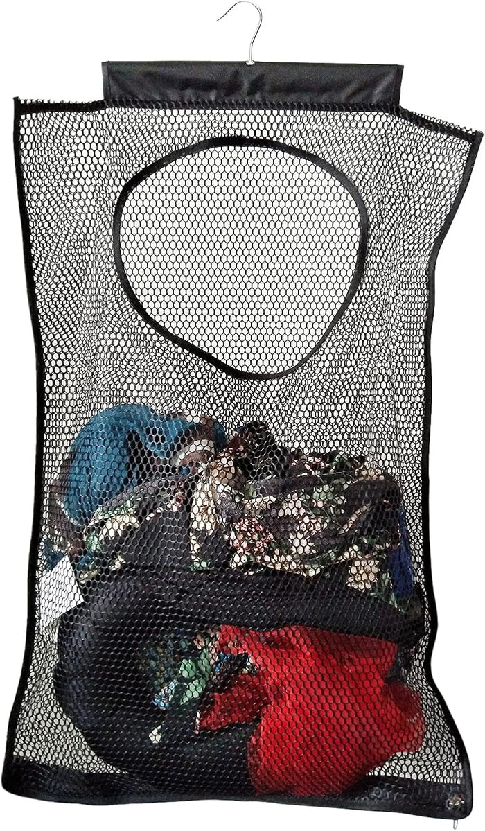 Hanging Mesh Laundry Hamper (30in*20in*2in) Large Dirty Clothes Bag, Can Be Used Behind The Door & Closet & Caravan& Bathroom (White)