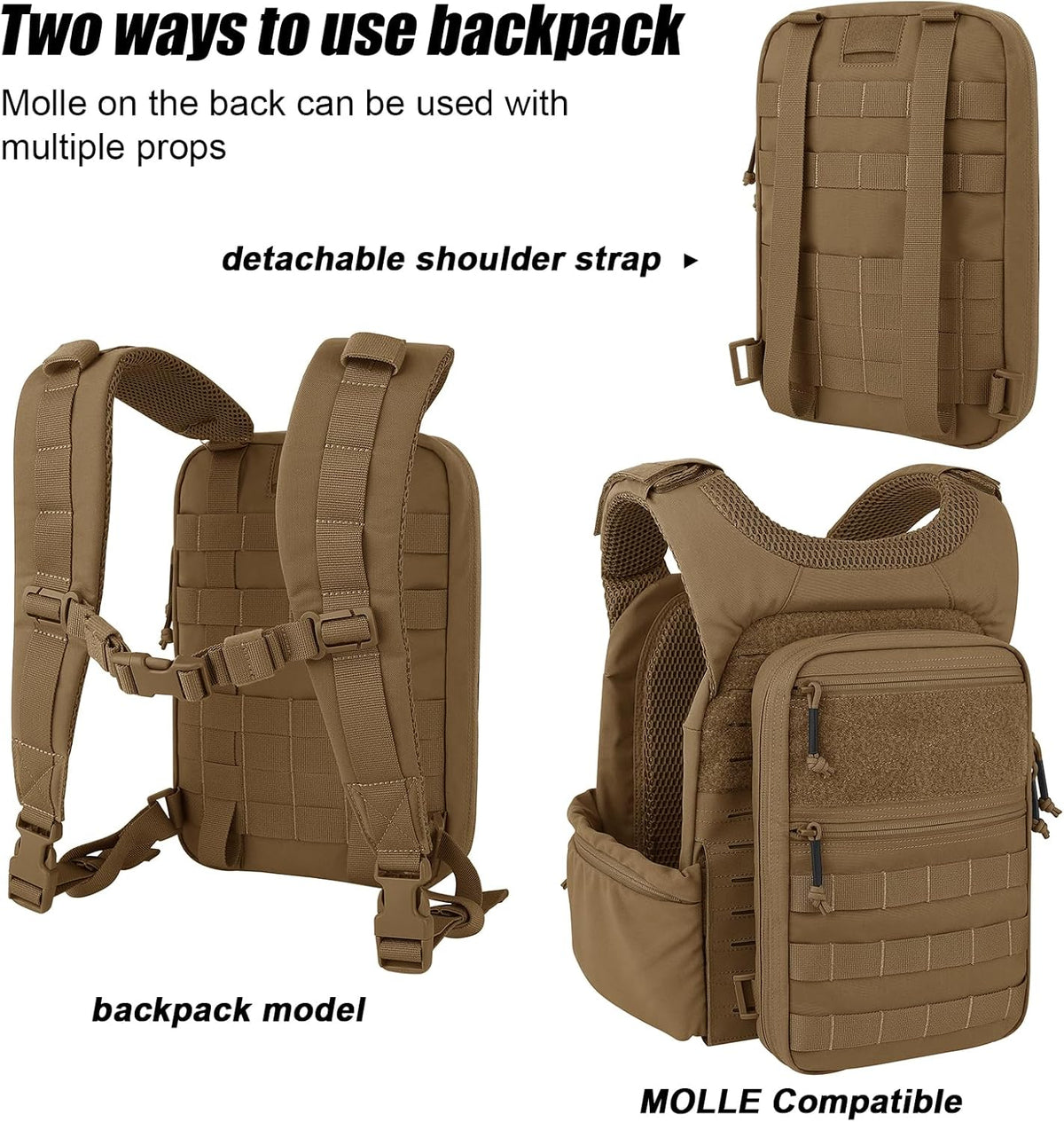 PETAC GEAR Tactical Molle Hydration Pack for 1.5L - Lightweight Water Reservoir Bag for Molle Vest Backpack, for Hiking, Hunting