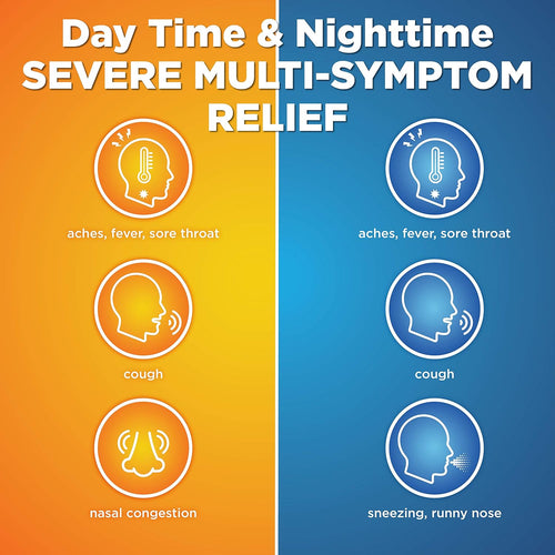 Amazon Basic Care Vapor Ice Daytime and Nighttime Severe Cold and Flu, Coated Caplets, Combo Pack, 24 Count