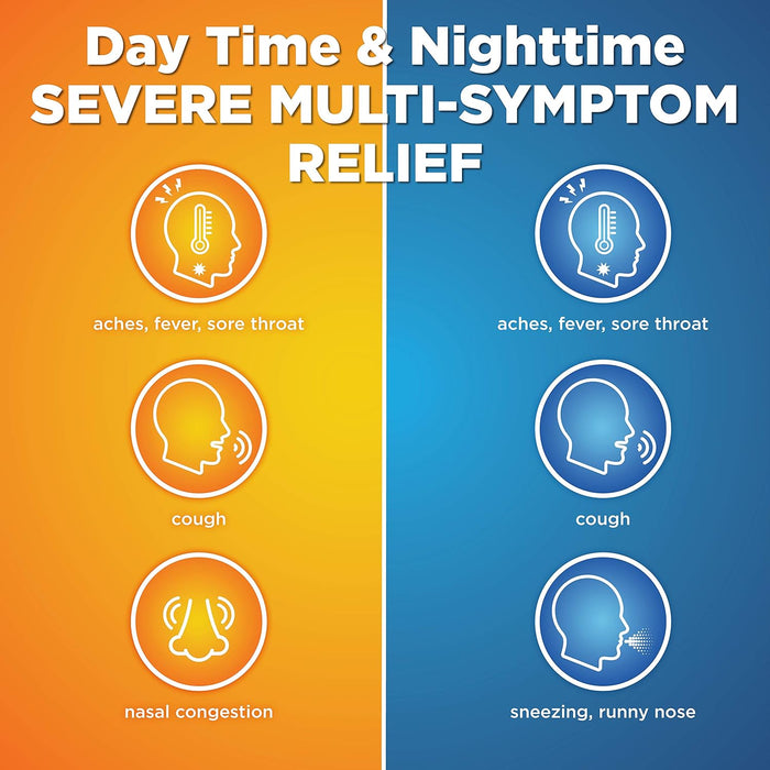 Amazon Basic Care Vapor Ice Daytime and Nighttime Severe Cold and Flu, Coated Caplets, Combo Pack, 24 Count