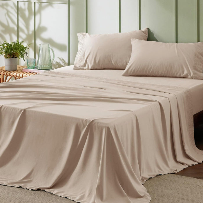 Bedsure Queen Sheet Set - 4 Pieces Soft Queen Size Sheets - Breathable & Cooling - Hotel Luxury - Easy Care Polyester Microfiber Bedding for Women, Men, Dark Grey