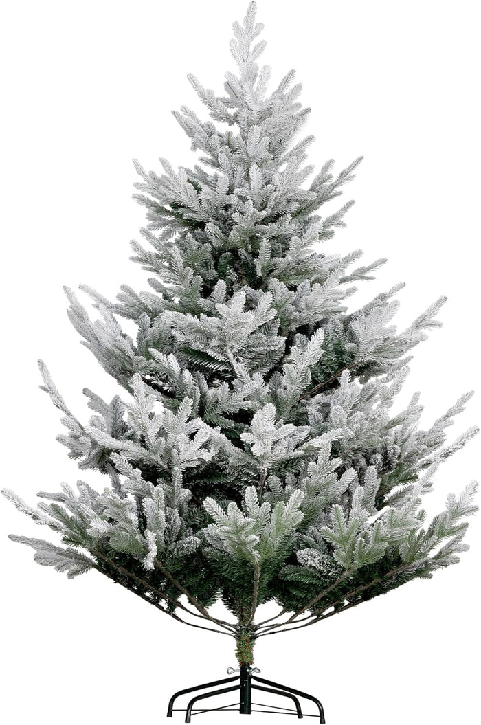 HOMCOM 7.5 Foot Artificial Christmas Tree, Pine Hinged Xmas Tree with 1218 Realistic Branches, Steel Base, Auto Open, Green