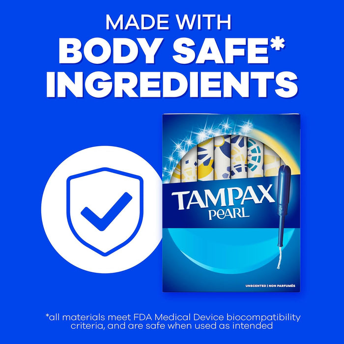 Tampax Pearl Tampons Multipack, with LeakGuard Braid, Light/Regular/Super Absorbency, Unscented, 47 Count