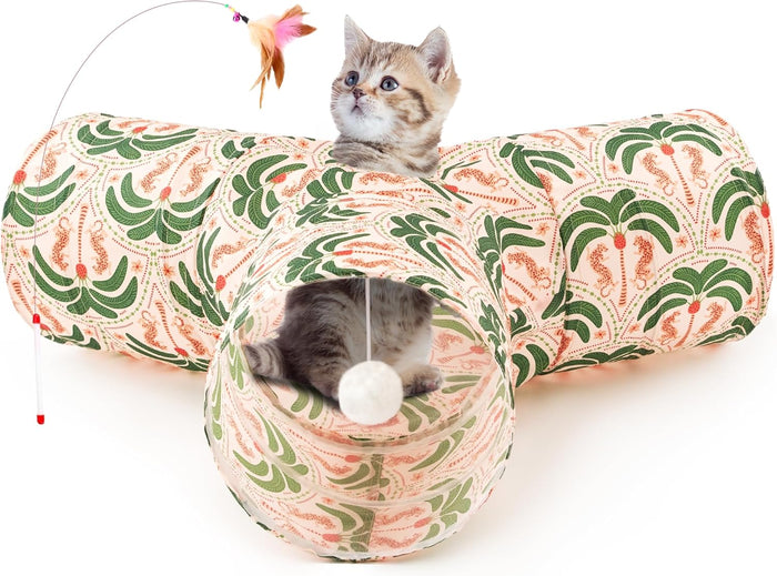 Tempcore Pet Cat Tunnel Tube Cat Toys 3 Way Collapsible, Tunnels for Indoor Cats，Kitty Bored Peek Hole Toy Ball Cat, Puppy, Kitty, Kitten, Rabbit