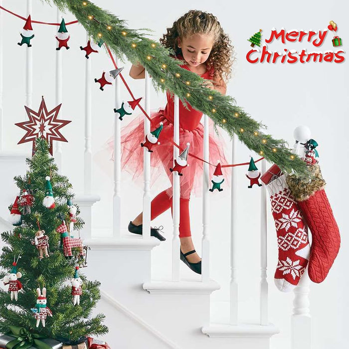 6 Ft Christmas Pine Garland - Artificial Pine Greenery Garland with Lights for Christmas Table Fireplace Wall Home Decoration