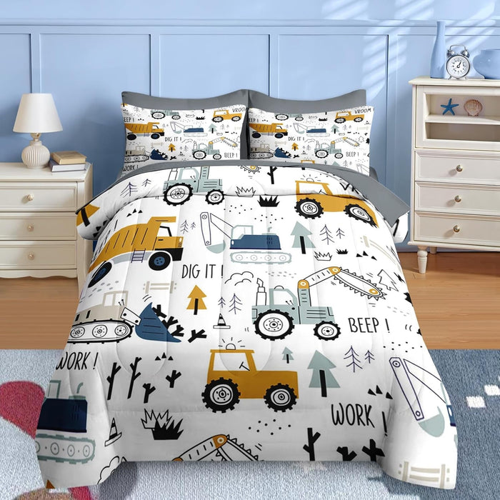 Nesker 7 Pcs Comforter Set Full Size, Computer Games Doodles Bedding for Kids Teen, Gamer Gaming Blackwith Fitted Sheet 2 Pillowcases & 2 Shams for Bedroom Bed Decor
