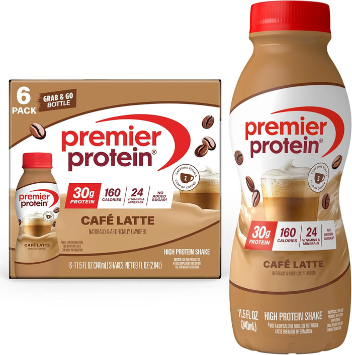 Premier Protein Shake, Café Latte, 30g Protein, 1g Sugar, 24 Vitamins & Minerals, Nutrients to Support Immune Health 11.5 fl oz, 12 Pack