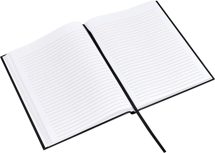 Amazon Basics Professional Hardcover Writing Journal for Journaling and Note Taking, Sturdy, Perforated Pages, 10.5 x 7.5 inches, Black, 2-Pack