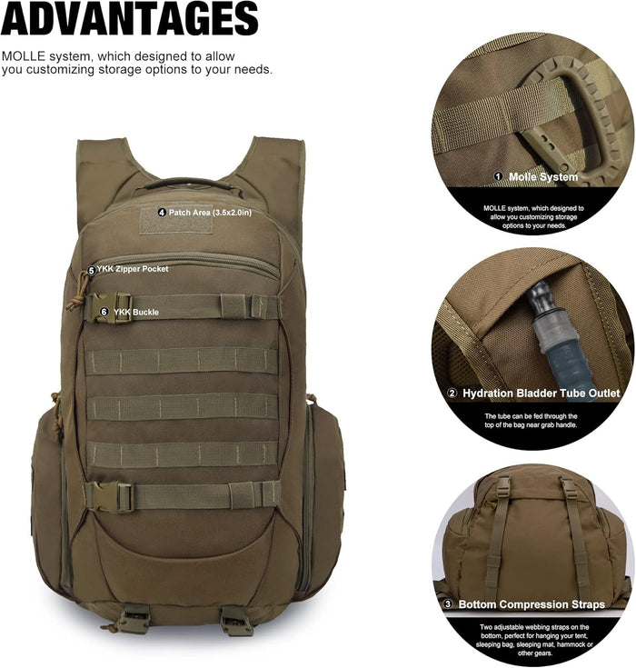 Mardingtop 28L/35L Tactical Backpacks Molle Hiking daypacks for Camping Hiking Military Traveling Motorcycle