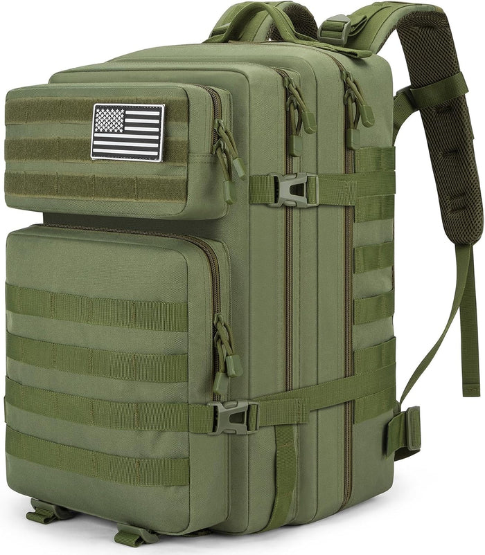 45L Large Gear Tactical Military Rucksack – Durable, Water Resistant, MOLLE Assault Pack for 3 Day Trips, Daily, for Men Women(Black)