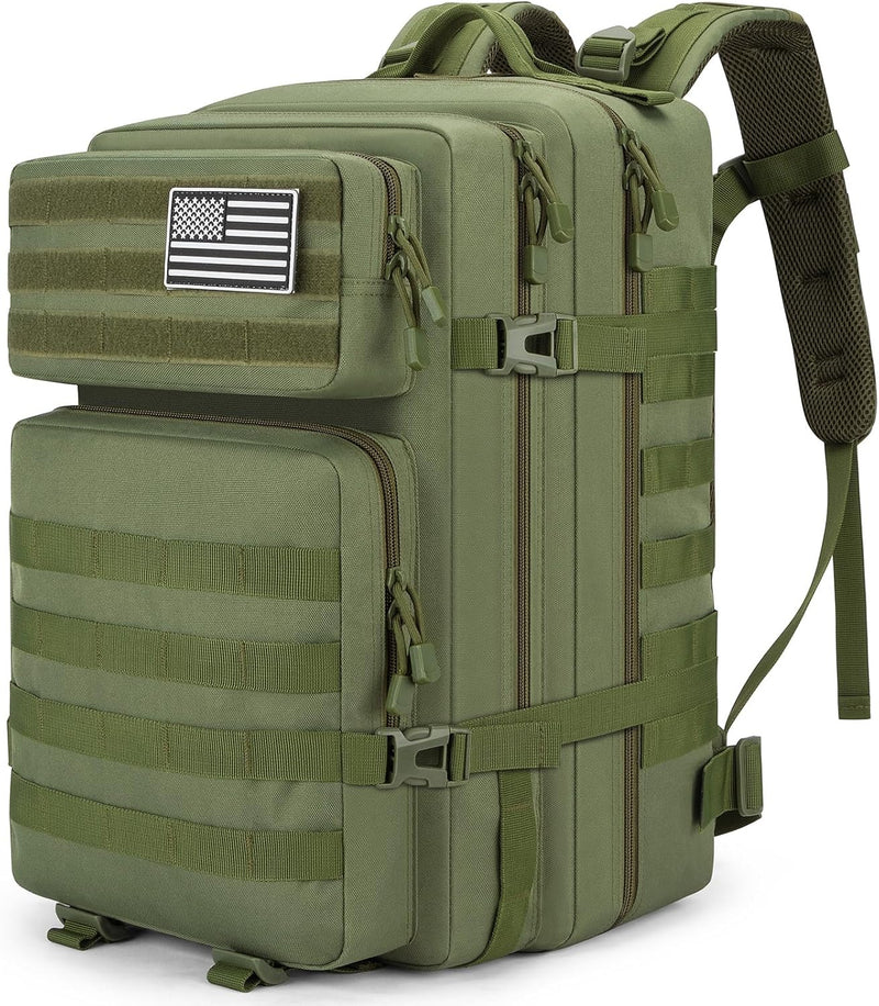 45L Large Gear Tactical Military Rucksack – Durable, Water Resistant, MOLLE Assault Pack for 3 Day Trips, Daily, for Men Women(Black)