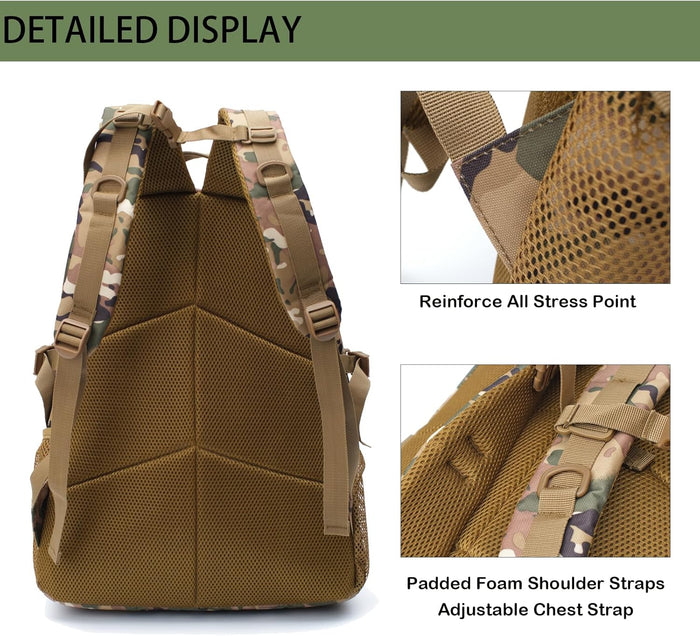 Camo Backpack for Boys,Kids Army Backpack Boys with USA Flag Patch,35L Waterproof Tactical School Backpack for Travel Outdoor
