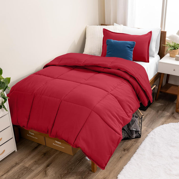 Bare Home Comforter Set - Queen Size - Ultra-Soft - Goose Down Alternative - Premium 1800 Series - All Season Warmth (Queen, Dark Blue)