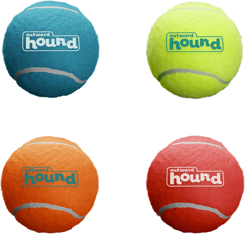 Outward Hound Squeaker Ballz 4-Pack Tennis Ball Dog Toys with Squeaker, Interactive Fetch Play for Pets Under 50 lbs, Training Balls for Indoor & Outdoor Exercise, Medium, 2.5-inch