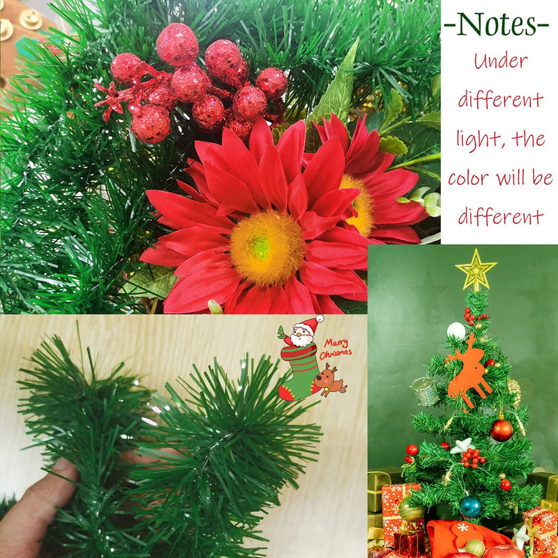 50 Feet Green Tinsel Garland, Artificial Christmas Pine Decorative Garland for Holiday Wedding Decoration