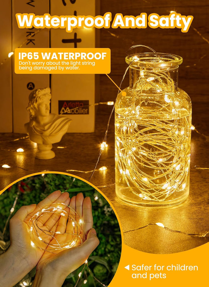 Minetom Fairy Lights with Remote, 66 Feet 200 Led Firefly String Lights Plug in for Bedroom Home Wall Ceiling Christmas Tree Wreath Craft Wedding Party Indoor Outdoor Decoration, Warm White