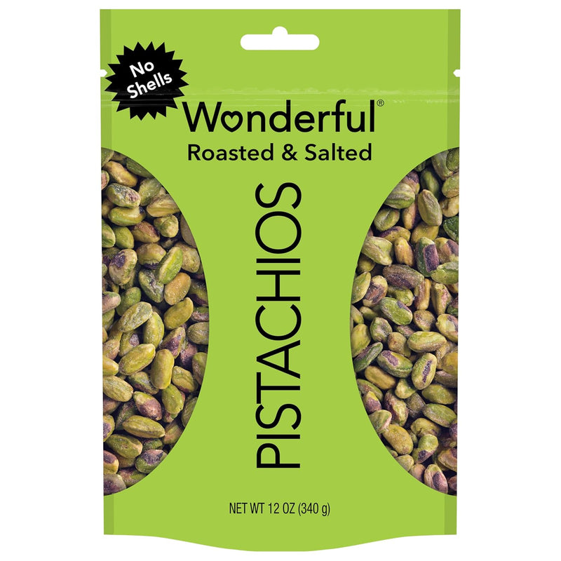 Wonderful Pistachios No Shells, Roasted & Salted Nuts, 6 Ounce Resealable Bag, Protein Snacks, Gluten Free, Healthy Snacks for Adults