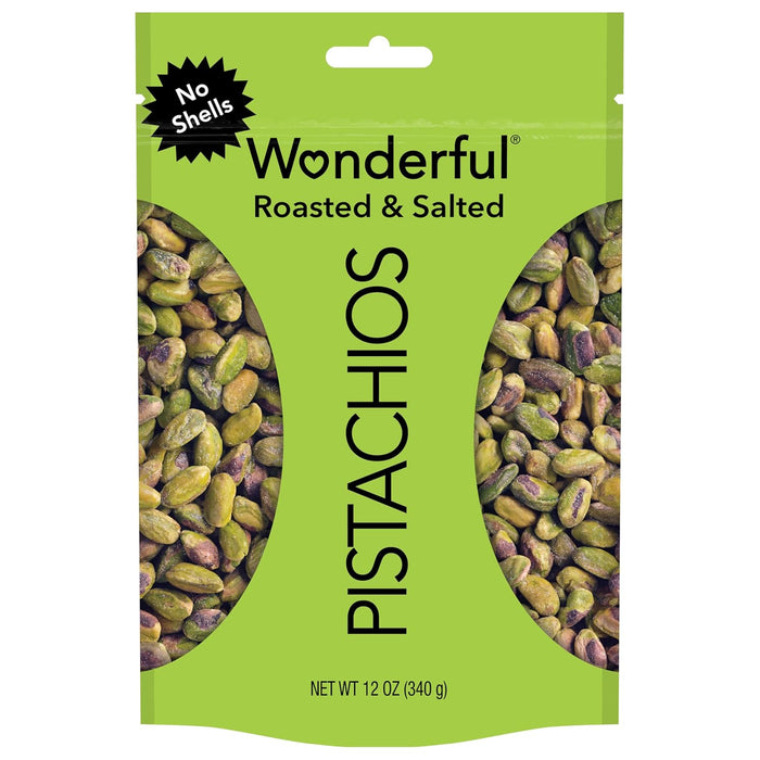 Wonderful Pistachios No Shells, Roasted & Salted Nuts, 6 Ounce Resealable Bag, Protein Snacks, Gluten Free, Healthy Snacks for Adults