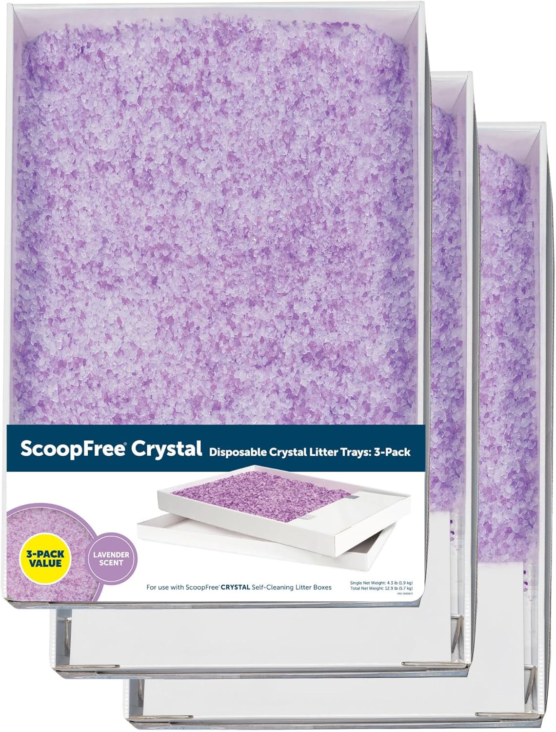 PetSafe ScoopFree Disposable Crystal Cat Litter Tray - Easy Cleaning Box - Refill Tray for Electric Litter Box - Fresh Scent - 4.3 lb Bags - 3 Pack