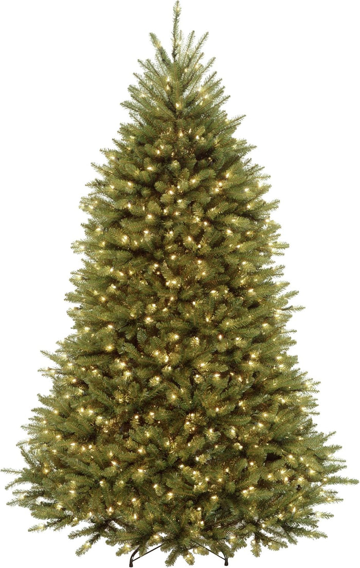 National Tree Company Pre-Lit Artificial Full Christmas Tree, Green, Dunhill Fir, Dual Color LED Lights, Includes Stand, 9 Feet