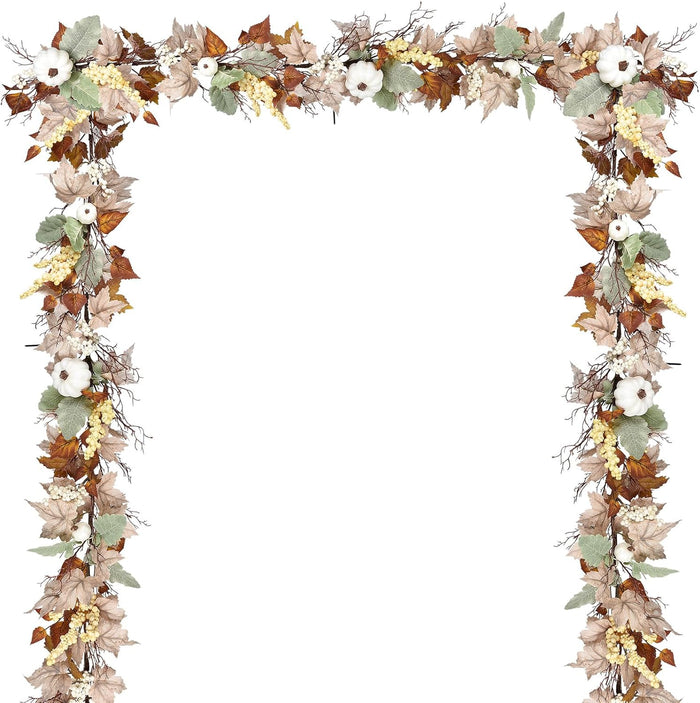 DearHouse 2 Pack Fall Garland Maple Leaf, 5.9Ft/Piece Hanging Vine Garland Artificial Autumn Foliage Garland Thanksgiving Decor for Home Wedding Fireplace Party Christmas (Brown)