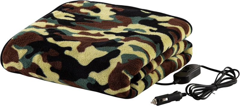 Stalwart Heated Car Blanket – 12-Volt Electric Blanket for Car, Truck, SUV, or RV – Portable Heated Throw, Camping Essentials (Tan)