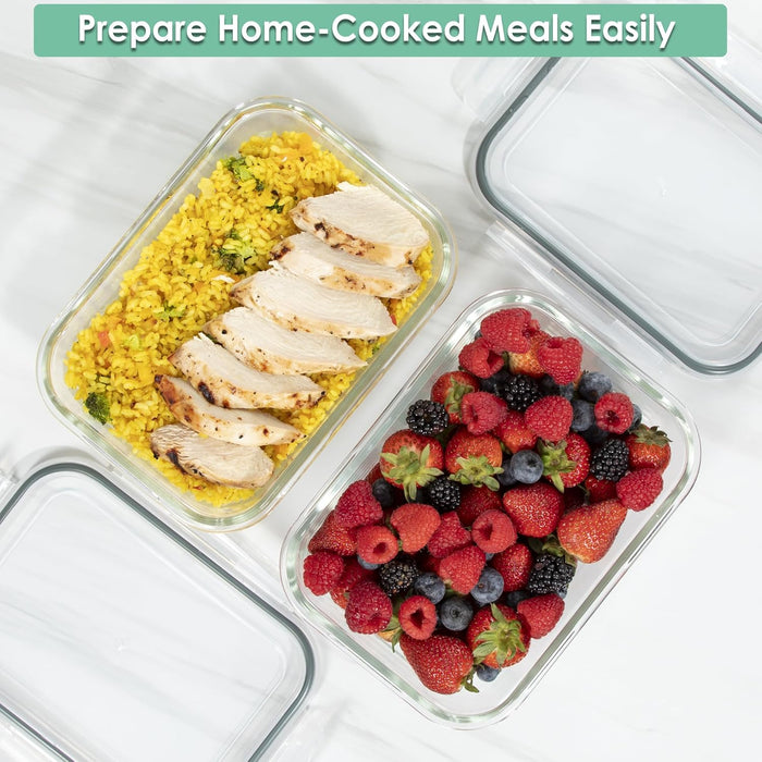 8 Cups Large Glass Container with Lid, Oven, Freezer and Microwave Safe, Clear Container