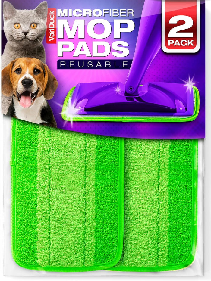VanDuck Reusable Mop Pads Compatible with Swiffer Sweeper (4-Pack) - Washable Microfiber Mop Pads for Wet & Dry Use - All Purpose Floor Mopping and Cleaning Product
