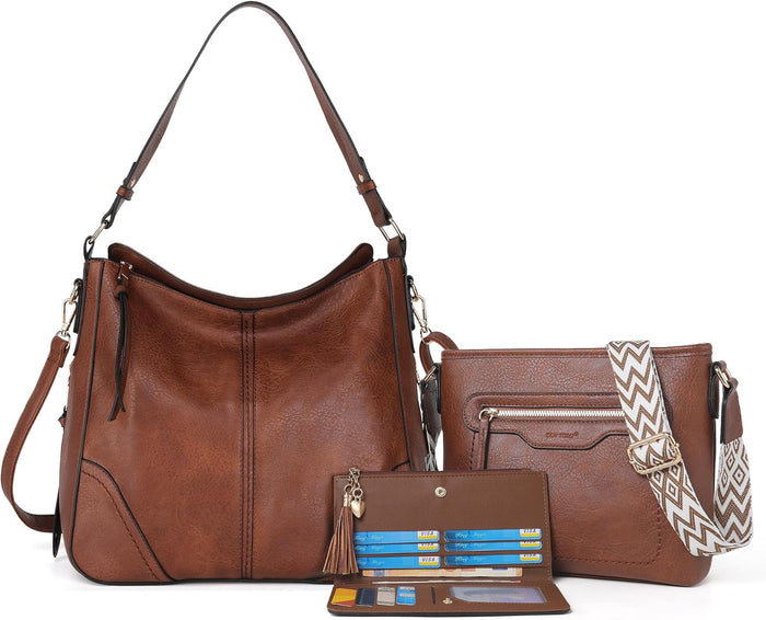 TANTOMI Purses for Women 3PCS, PU Leather Crossbody Bags Set Shoulder Handbags Purse with Wallet for Tote Hobo Bag
