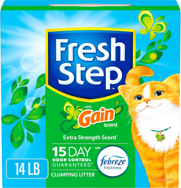 Fresh Step Clumping Cat Litter, Multi-Cat, Long Lasting Odor Control Kitty Litter with Activated Charcoal, Low Dust Formula, 14 lb