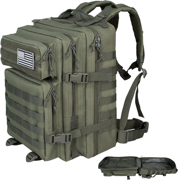 45L Army Tactical Backpack For Men,Large Military Assault Pack 3 Day Bug Out Bag For Women, Molle Daypack Camping Outdoor Mountaineering Backpacks Black Rucksack Survival