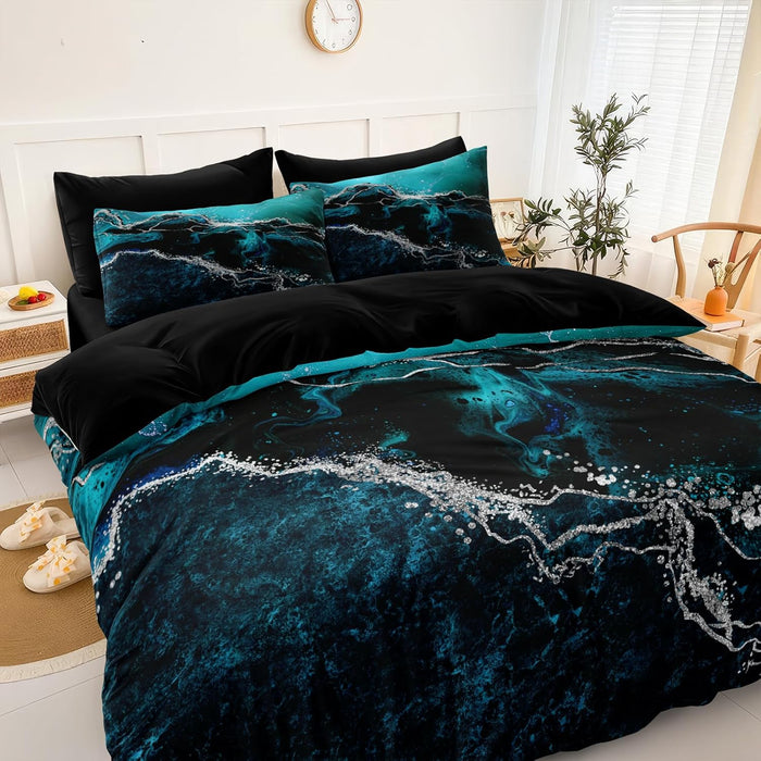 Black Gold Comforter Set 8 Pcs Red Marble Bedding Queen Size Bed in A Bag Stone Texture Abstract Room Decor