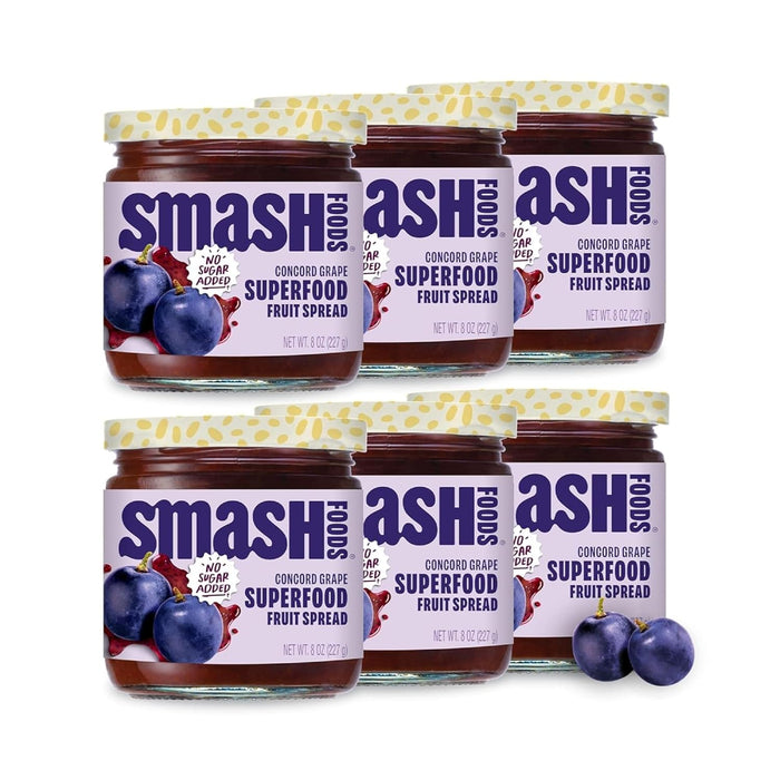 Smash Foods Raspberry Jam | Low-Calorie, No Sugar Added Keto Jam with Upcycled Fruit & Chia Seeds | Vegan, Paleo Superfood Fruit Spread (6 Jars)