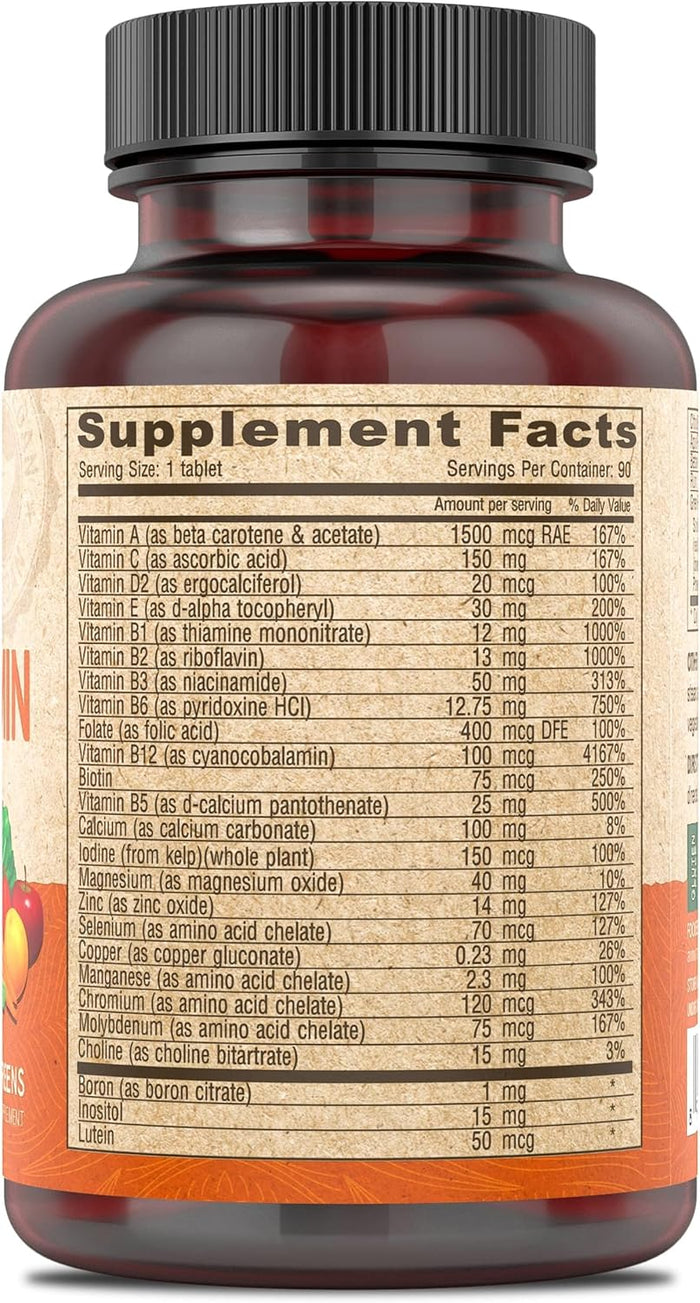 DEVA Vegan Multivitamin and Mineral Supplement - One Daily Vitamin Formula with Greens - Iron Free - 90 Coated Tablets (Pack of 2)