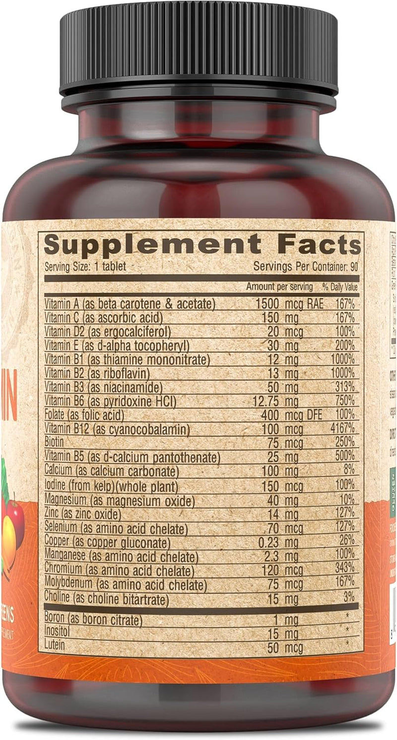 DEVA Vegan Multivitamin and Mineral Supplement - One Daily Vitamin Formula with Greens - Iron Free - 90 Coated Tablets (Pack of 2)
