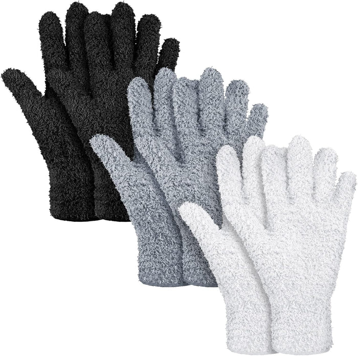 Patelai 3 Pairs Microfiber Plant Dusting Gloves Leaf Cleaning Gloves for Indoor Plants, Blinds, Furniture, House(Small,Black)