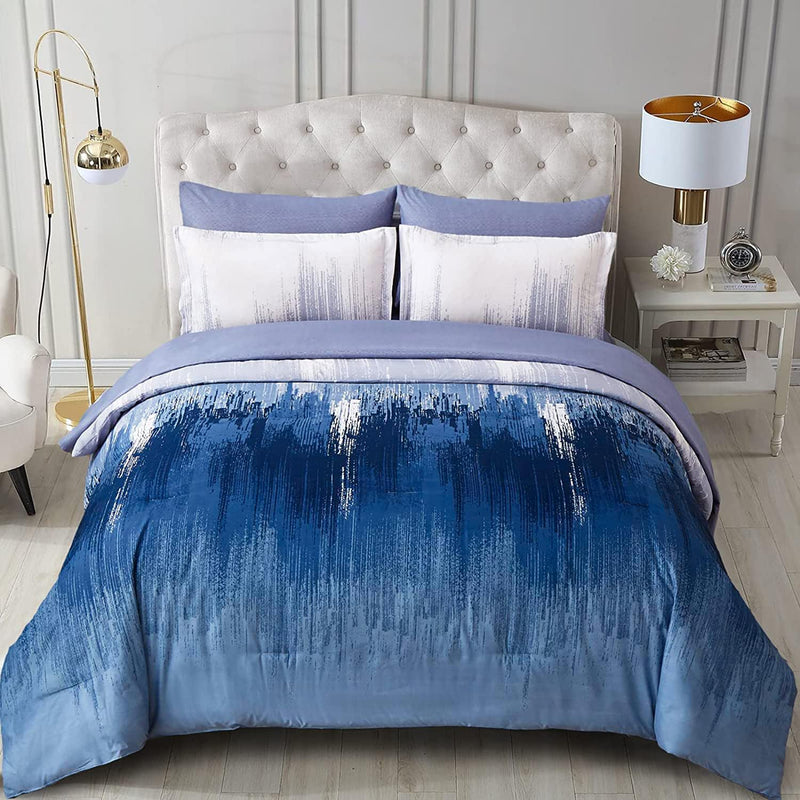 WONGS BEDDING Comforter Set Queen, Thanksgiving Burnt Orange 7 Pieces Bed in a Bag Abstract Gradient Fall Terracotta Bedding Set with Comforter, Flat Sheet, Fitted Sheet, Pillow Shams, Pillowcases