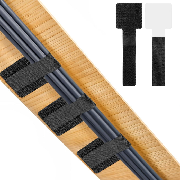 40Pcs Hook and Loop Cable Straps, Self Adhesive Cable Straps, Cables Management Under Desk Adjustable Management Clip for Desk Household & Office Organization