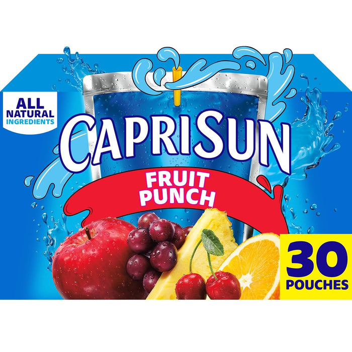 Capri Sun Fruit Punch, Strawberry Kiwi and Pacific Cooler Flavored Juice Drink Blend Variety Pack, 30 ct Box, 6 fl oz Pouches