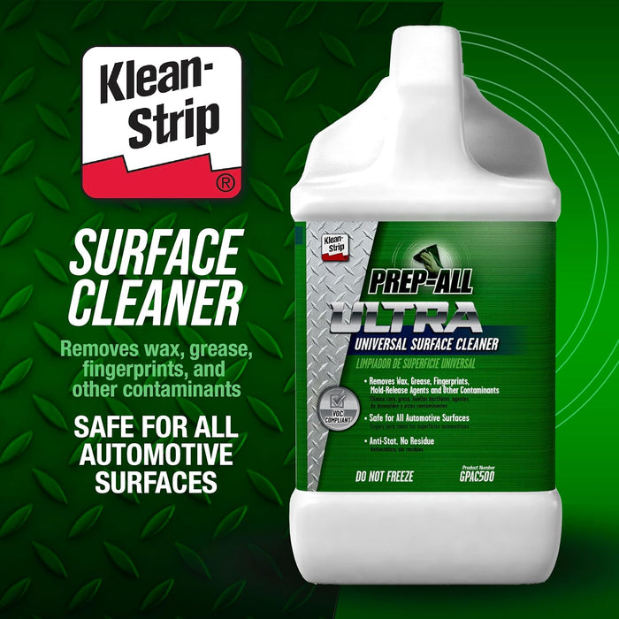 KLEAN-STRIP Prep-All ULTRA Universal Surface Cleaner, Low VOC, Automotive Multi-Surface Cleaner, Wax & Grease Remover, Paint Prep, Non-Flammable, 1 Gallon