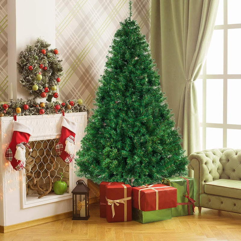 Karl home 7ft Red Artificial Christmas Tree, Classic Spruce Tree with Sturdy Metal Stand for Home, Office, Party Festival Holiday Decoration,1100 PVC Branch