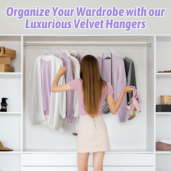 30 Pack Velvet Hangers - Non Slip Slim Hangers for Closet Organization, Space Saving Clothes Hangers with Notches for Dresses, Shirts(Purple)