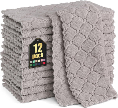 Homaxy 12 Pack Kitchen Dish Cloths (10 x 10 Inches, Grey), Super Soft and Absorbent Coral Velvet Dish Towels, Nonstick Oil Fast Drying Microfiber Cleaning Cloth, No Lint Household Dishcloths