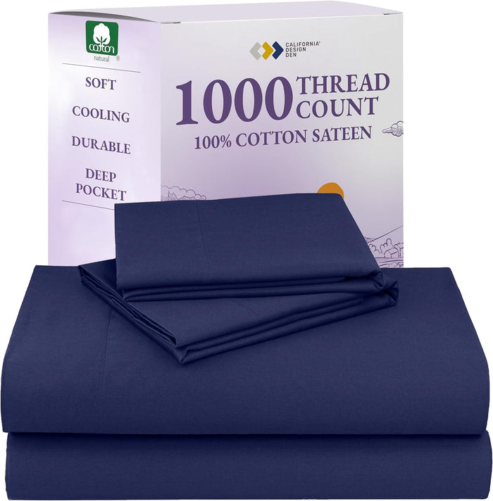 California Design Den Split King Sheets Sets for Adjustable Bed - Luxury 1000 Thread Count Sateen, Thick and Natural 100% Cotton Bed Sheets, Deep Pockets, Durable Bedding Set - White