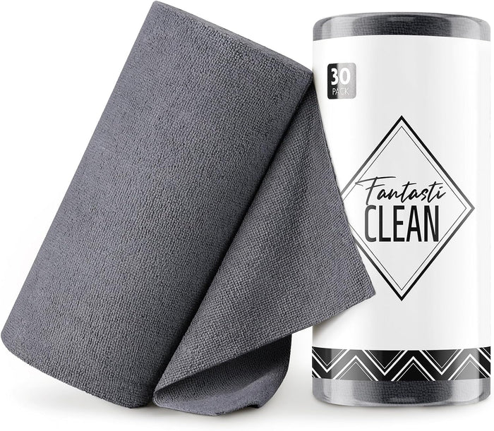 Fantasticlean Microfiber Cleaning Cloth Roll -75 Pack, Tear Away Microfiber Towels, 12" x 12", Reusable, Washable, Scratch Free, Ultra Absorbent Dish Rags for Car, Home, Garage or Shop (Pink)