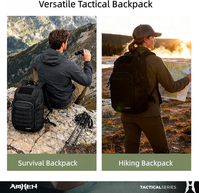 32L Military Tactical Backpack Assault Pack | Fit 17 Inch Laptop, Hiking, Survival, Travel, Work, Daily Use (Black)